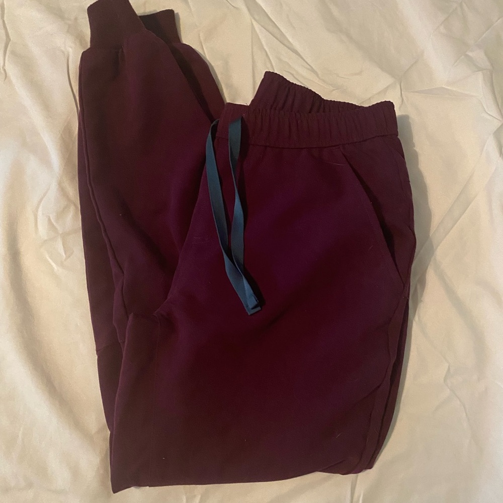 Figs Burgundy Joggers with Navy Drawstring
